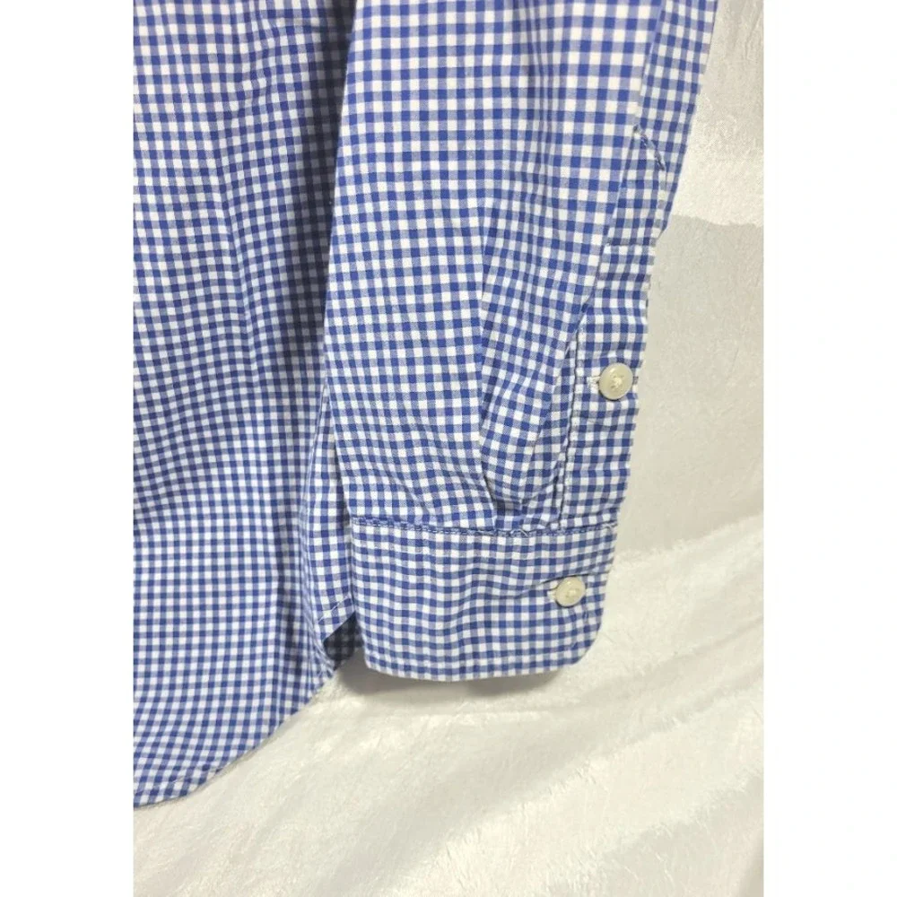 Ralph Lauren Boy's Gingham Checkered Long Sleeve Button-up Shirt - Blue M 10/12